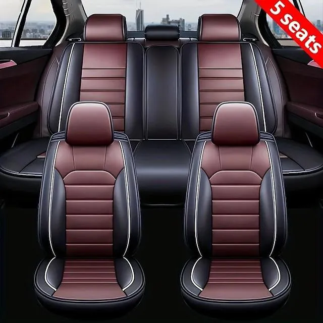 Funda de cuero pu para asiento de coche, juego completo, resistente al desgaste, cómoda, fácil de limpiar para SUV/camión/furgoneta