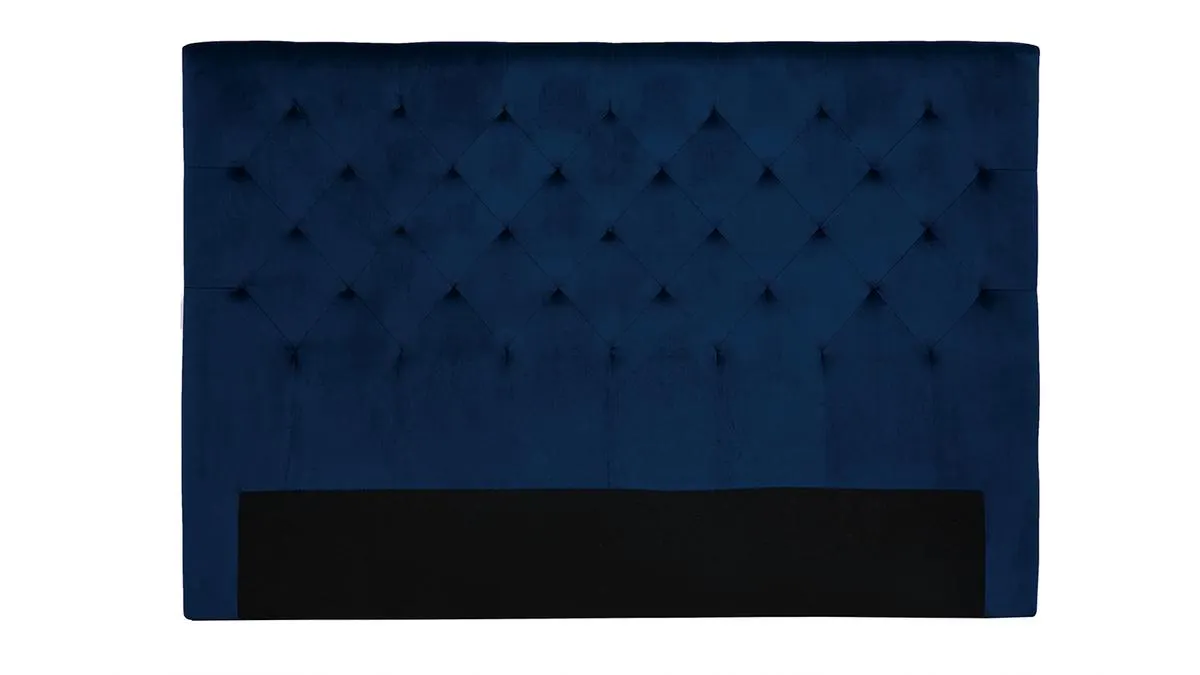 Cabecero de cama tapizado con terciopelo azul noche 160 cm ENGUERRAND