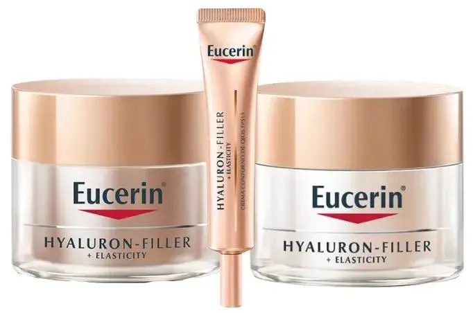 Eucerin Hyaluron-Filler Elasticity Crema Día 50 ml + Crema Noche 50 ml + Contorno Ojos 15 ml