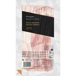 EL CORTE INGLES SELECTION bacon ahumado en lonchas sin gluten envase 150 g