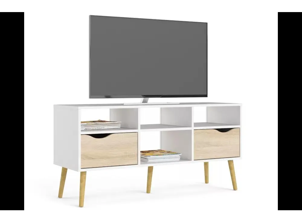 Mesa tv 2 cajones y huecos TAK