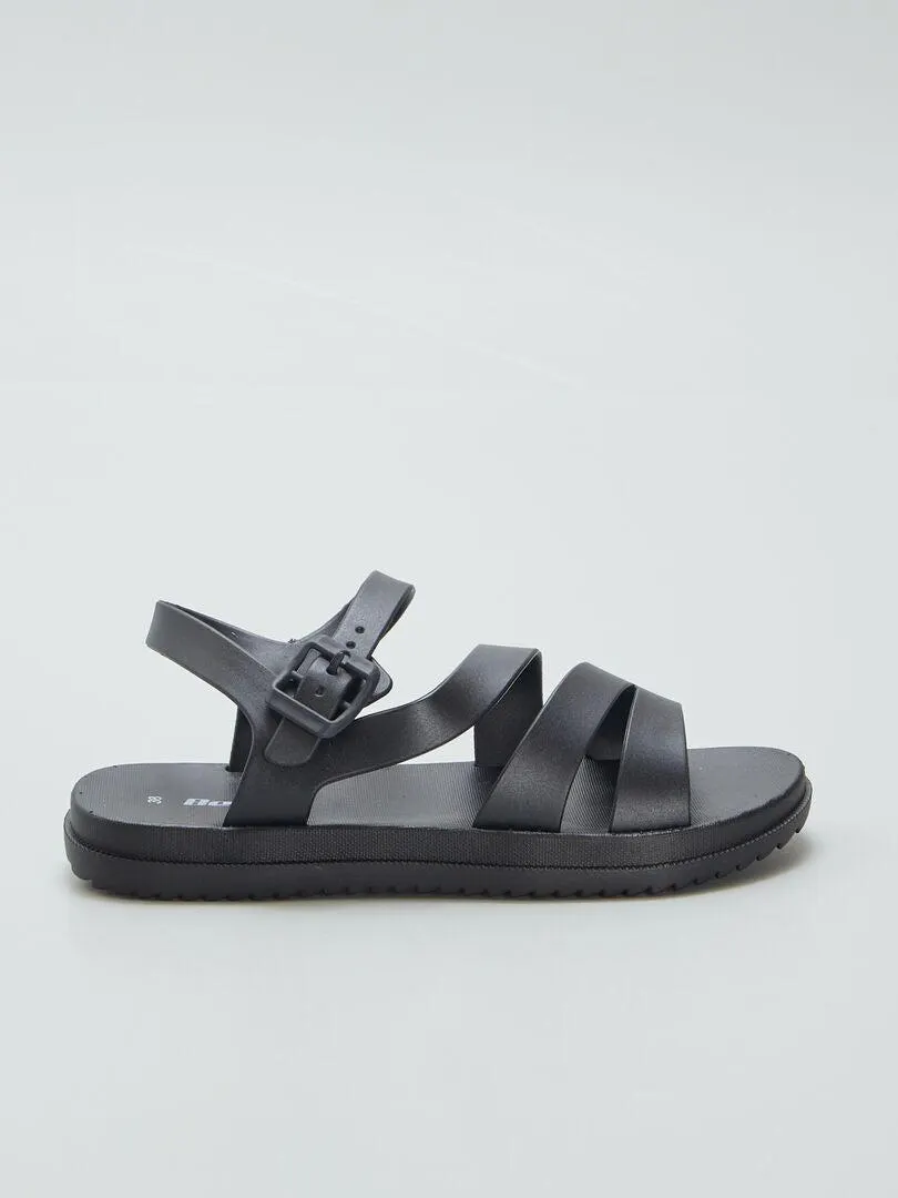 Sandalias de playa con tiras - NEGRO
