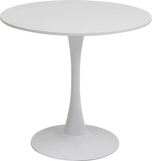 Mesa de comedor tablero MDF blanco pata de acero Ø80 cm