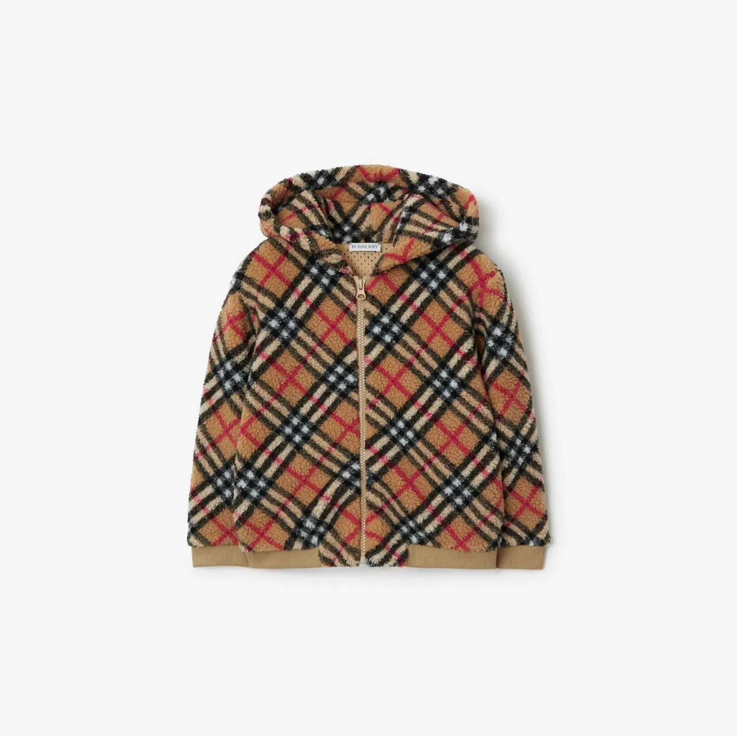 Sudadera en polar Check con capucha y cremallera