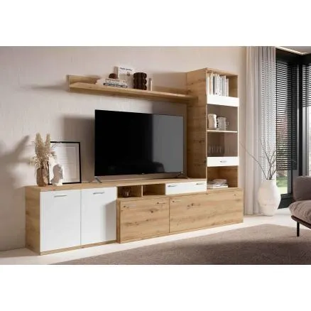 Composición en roble nudo y frentes en blanco