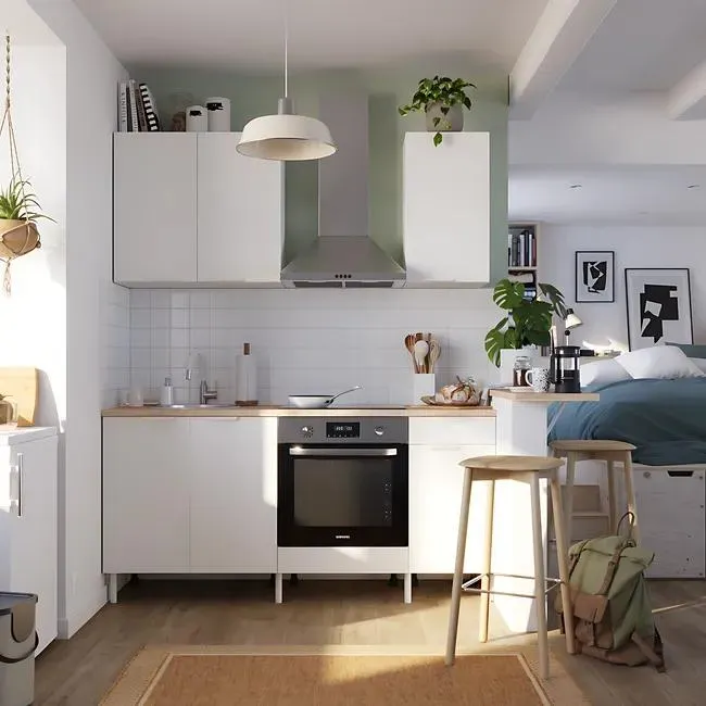 Cocina en kit Eleki blanca 2 módulos altos + 3 bajos L.180 x H.217 x P.58 cm