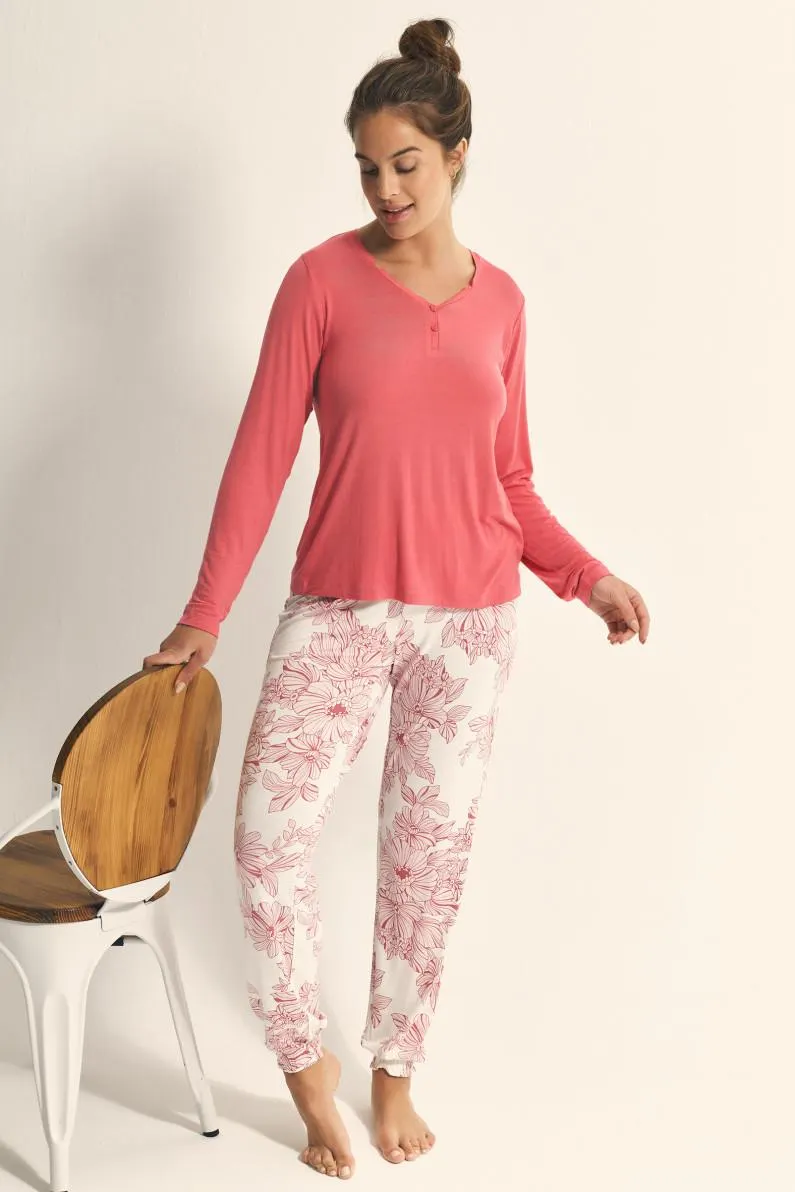 PIJAMA PANTALÓN LARGO CON CAMISETA MANGA LARGA MODAL