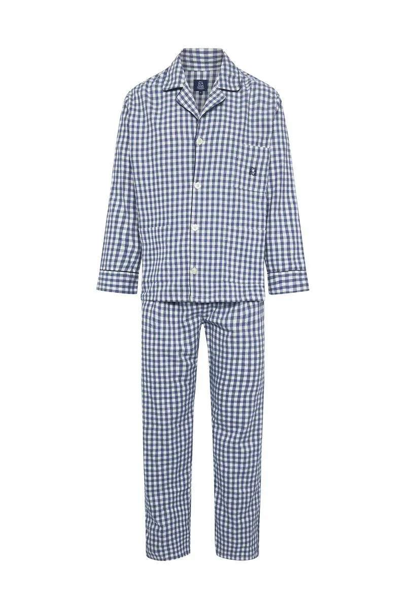 Pijama largo hombre cuadro vichy marino