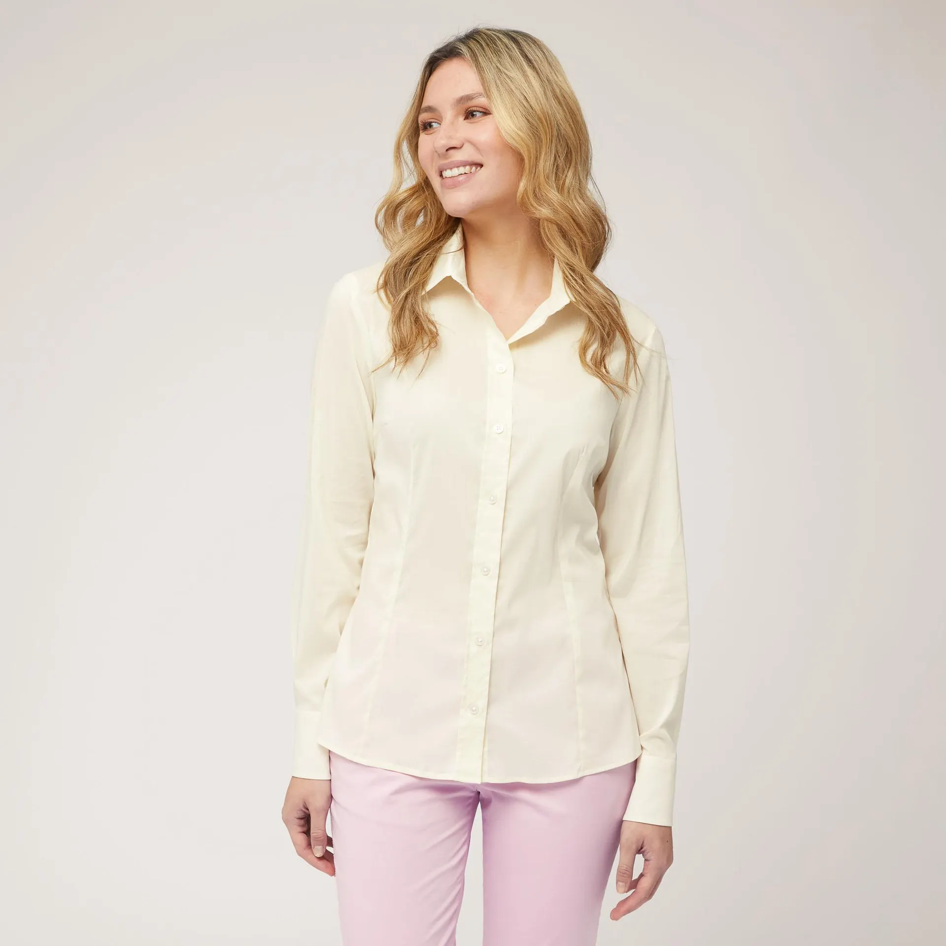 Camisa slim en mezcla de algodón