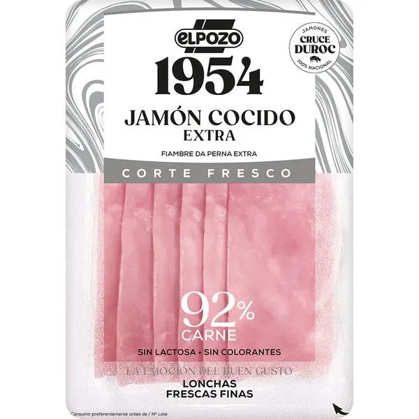 Comprar Edición 1954 Corte Fresco jamón cocido extra raza Duroc en lonchas finas envase 120 g sin gluten sin lactosa ELPOZO