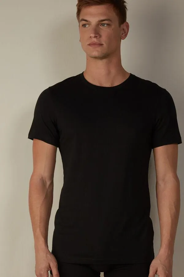 Short Sleeve Round Neck T Shirt in Supima® Cotton