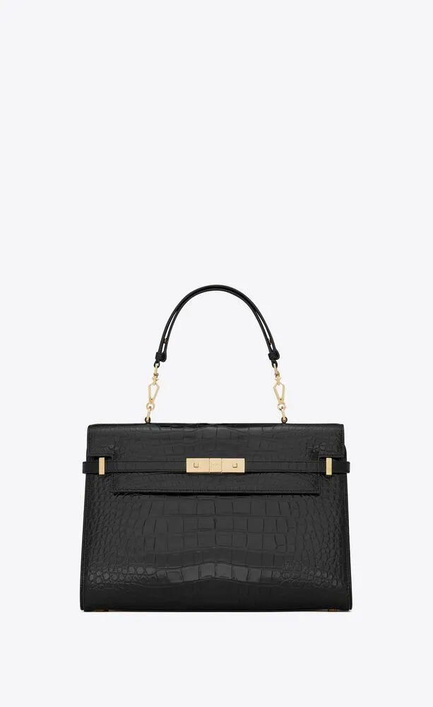 manhattan con asa en la parte superior de piel de aligátor brillante