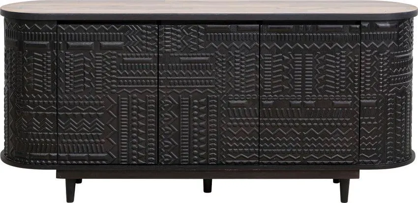 Cómoda Berber 3 puertas de madera de mango negro 160x75 cm