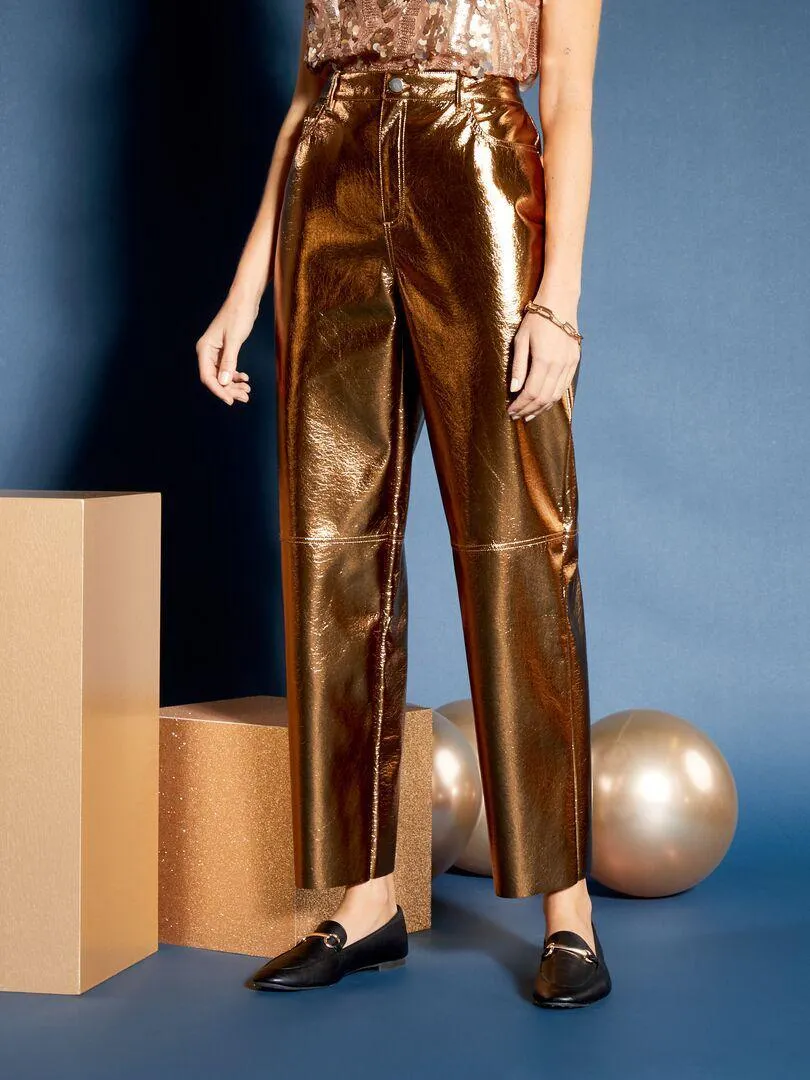 Pantalón sintético dorado - AMARILLO