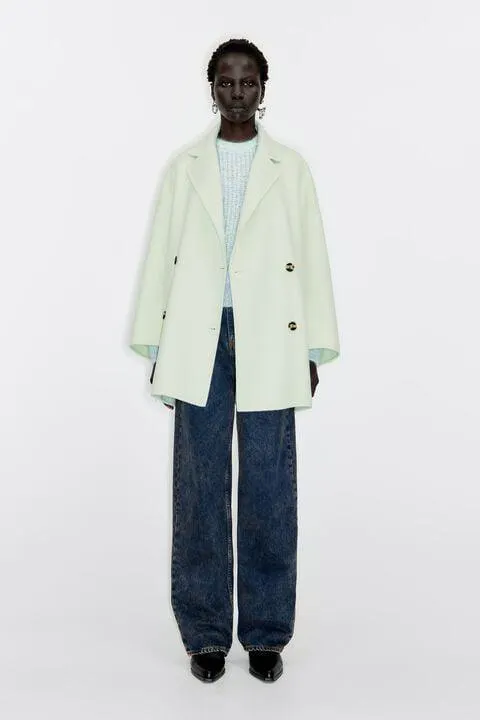 Abrigo paño doble faz menta