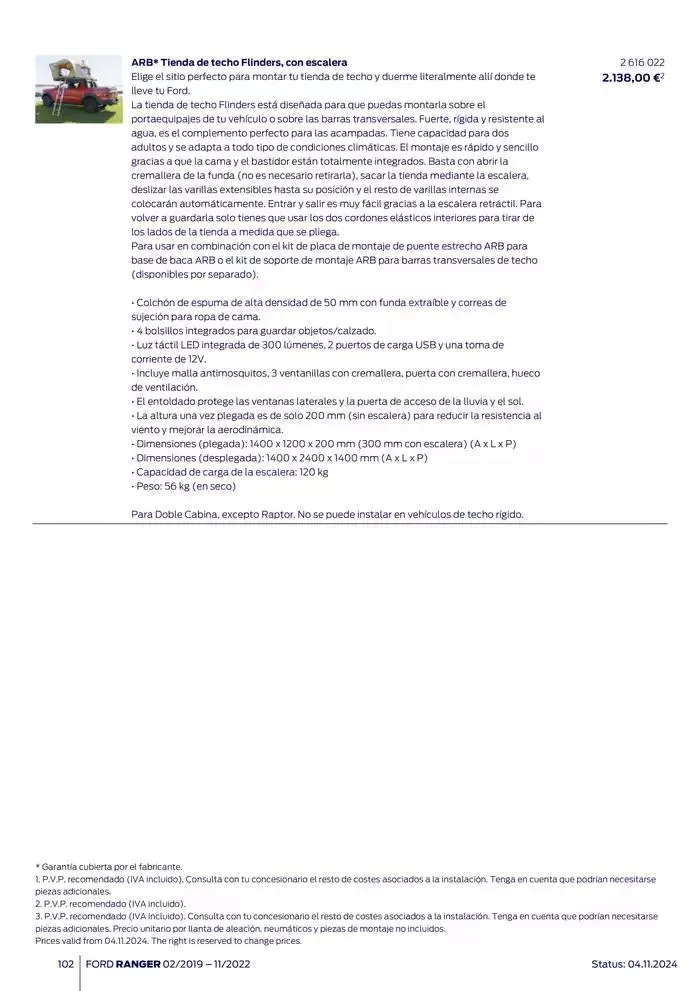 Catálogo de Ford de accesorios Ford Ranger 13 de noviembre al 13 de noviembre 2025 - Página 102