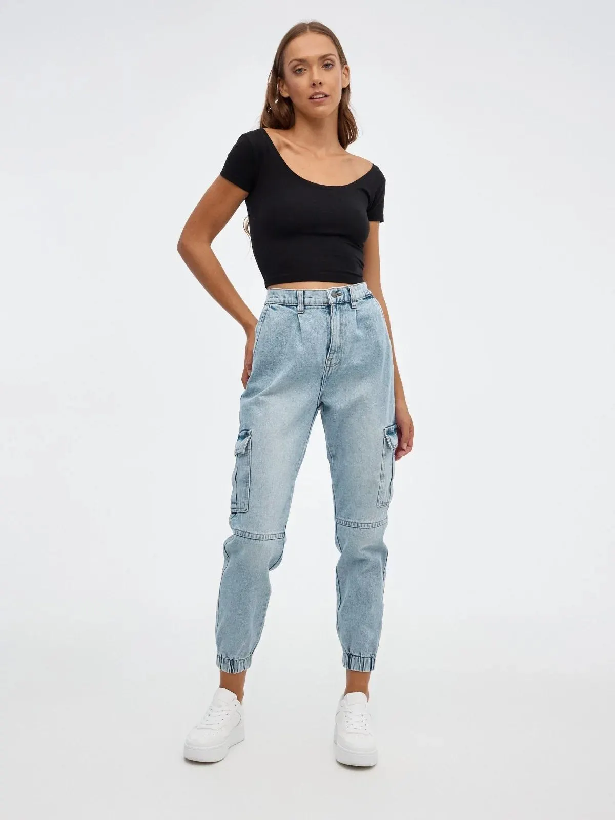 Jeans mom cargo denim