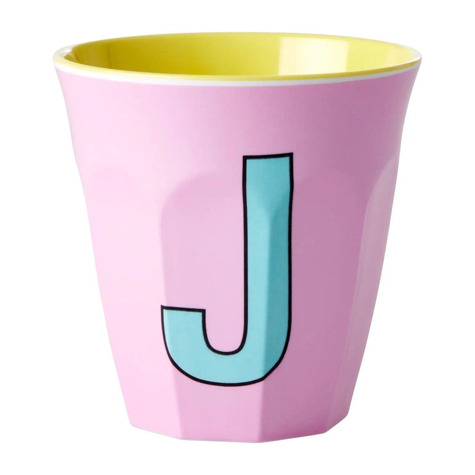 Taza melamina Rice mediana letra J 30 cl Pink