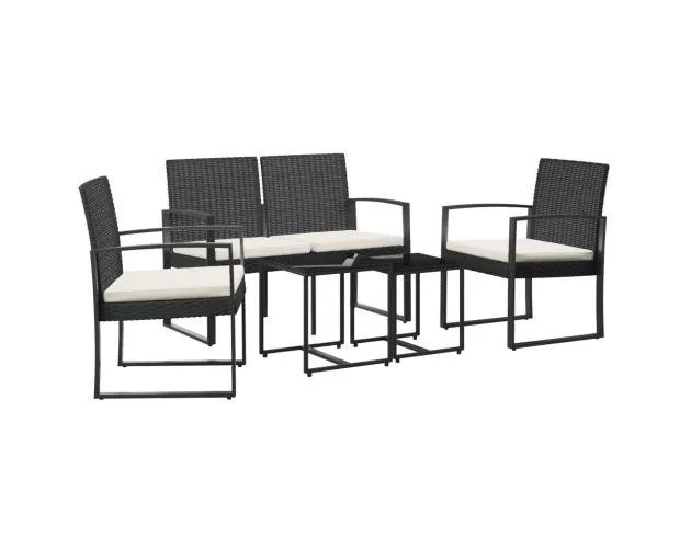 vidaXL set comedor de jardín 5 pzas con cojines pp aspecto ratán negro