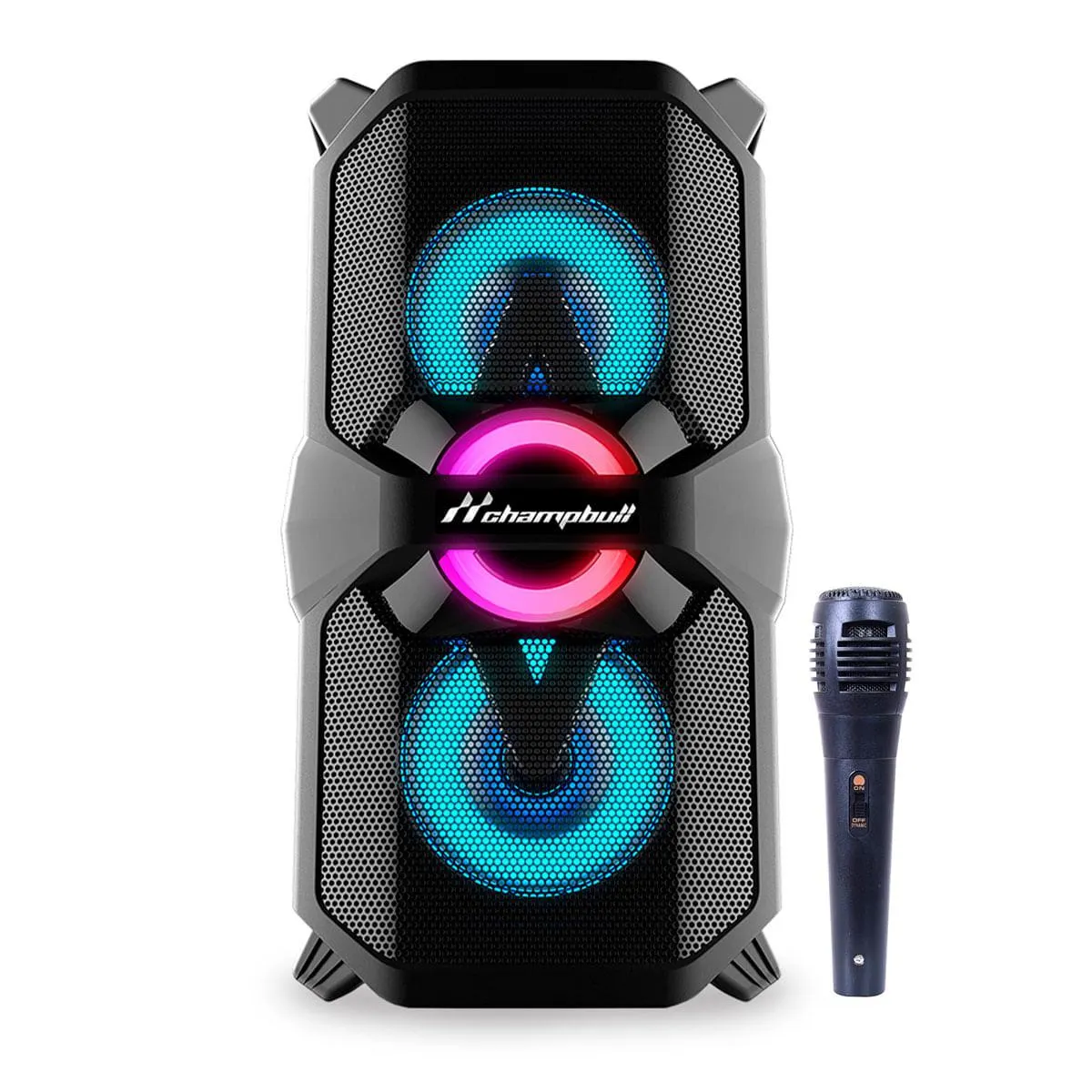 Altavoz portátil Champbull D601 20W luces LED con micrófono negro