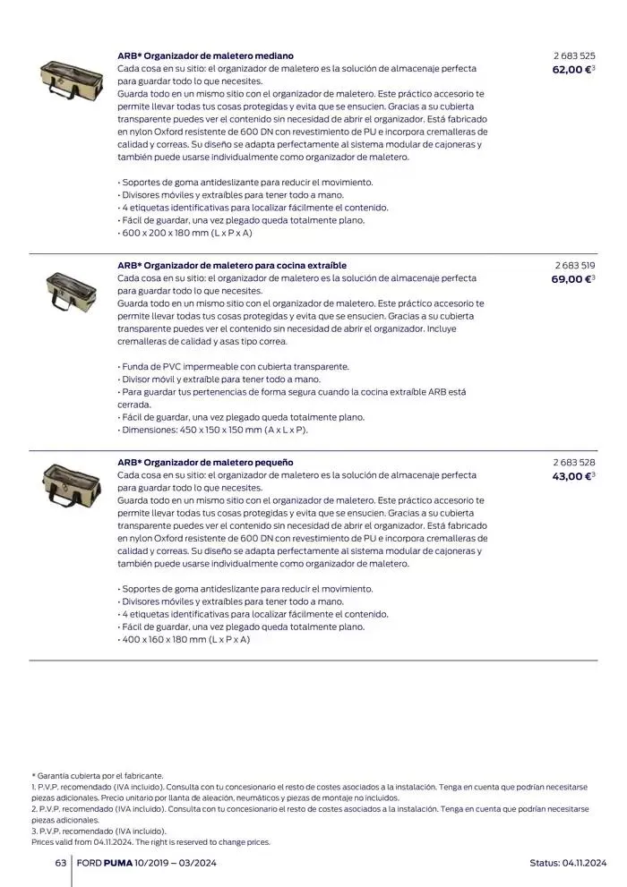 Catálogo de Ford de accesorios Ford Puma 13 de noviembre al 13 de noviembre 2025 - Página 63