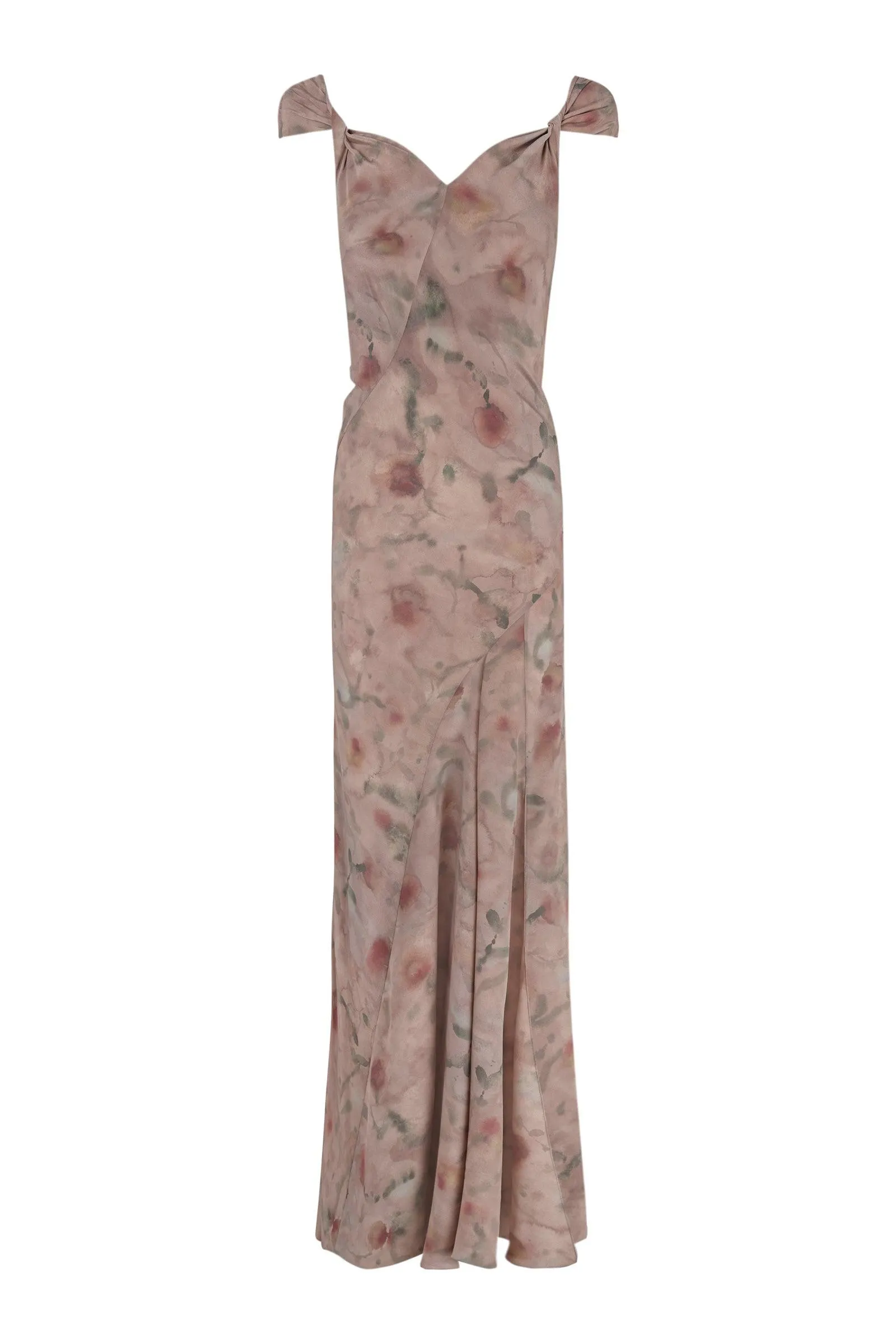 Antonella, long dress in printed silk