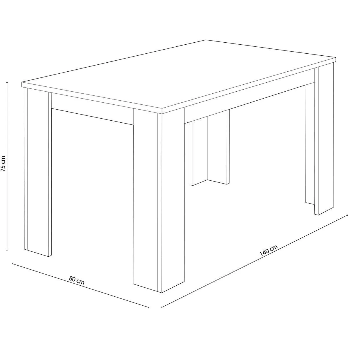 Mesa de comedor Berta fija 75x140x80 cm