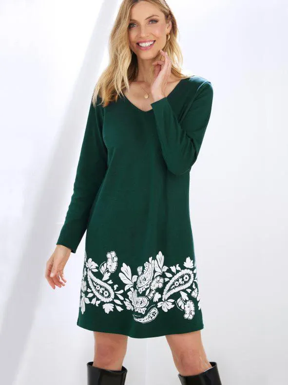 Vestido manga larga estampado paisleys