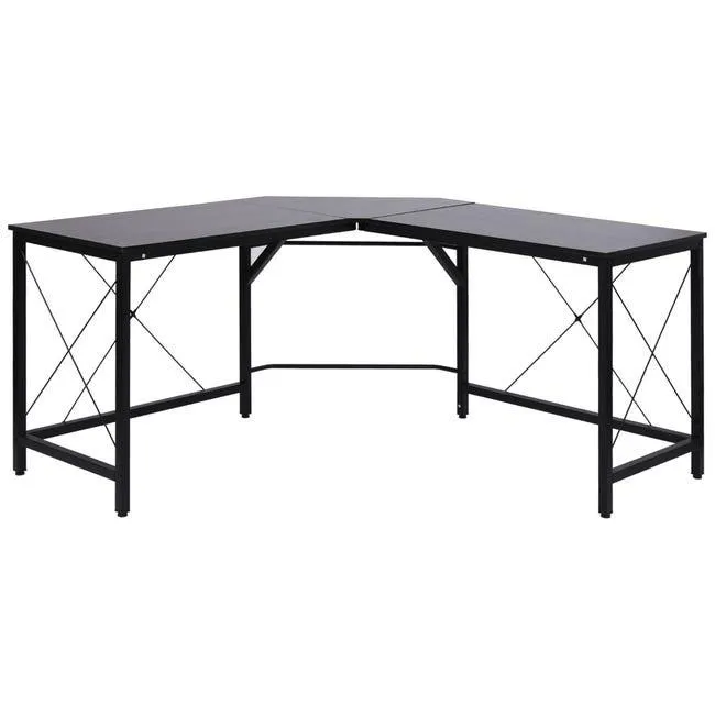 Mesa de ordenador Homcom negro 150x150x76 cm MDF y metal