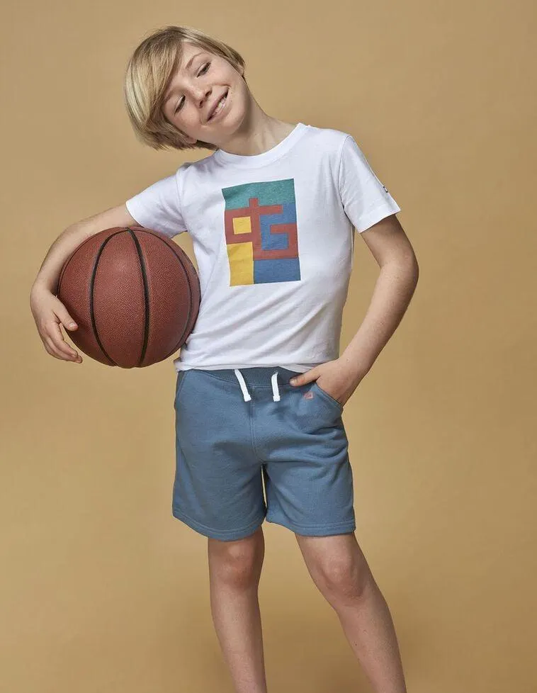 Bermuda felpa con contrastes gris