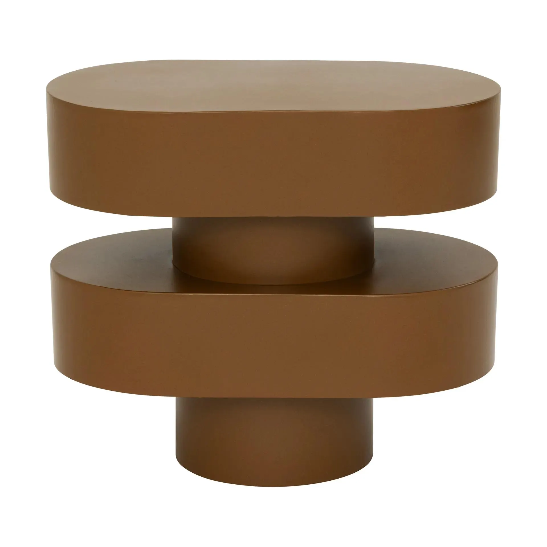 Oval side table 34 cm Golden brown