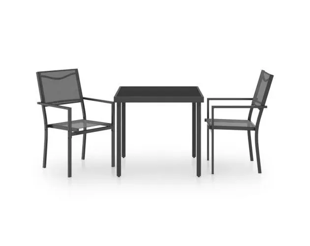 vidaXL juego de comedor para jardín 3 piezas acero