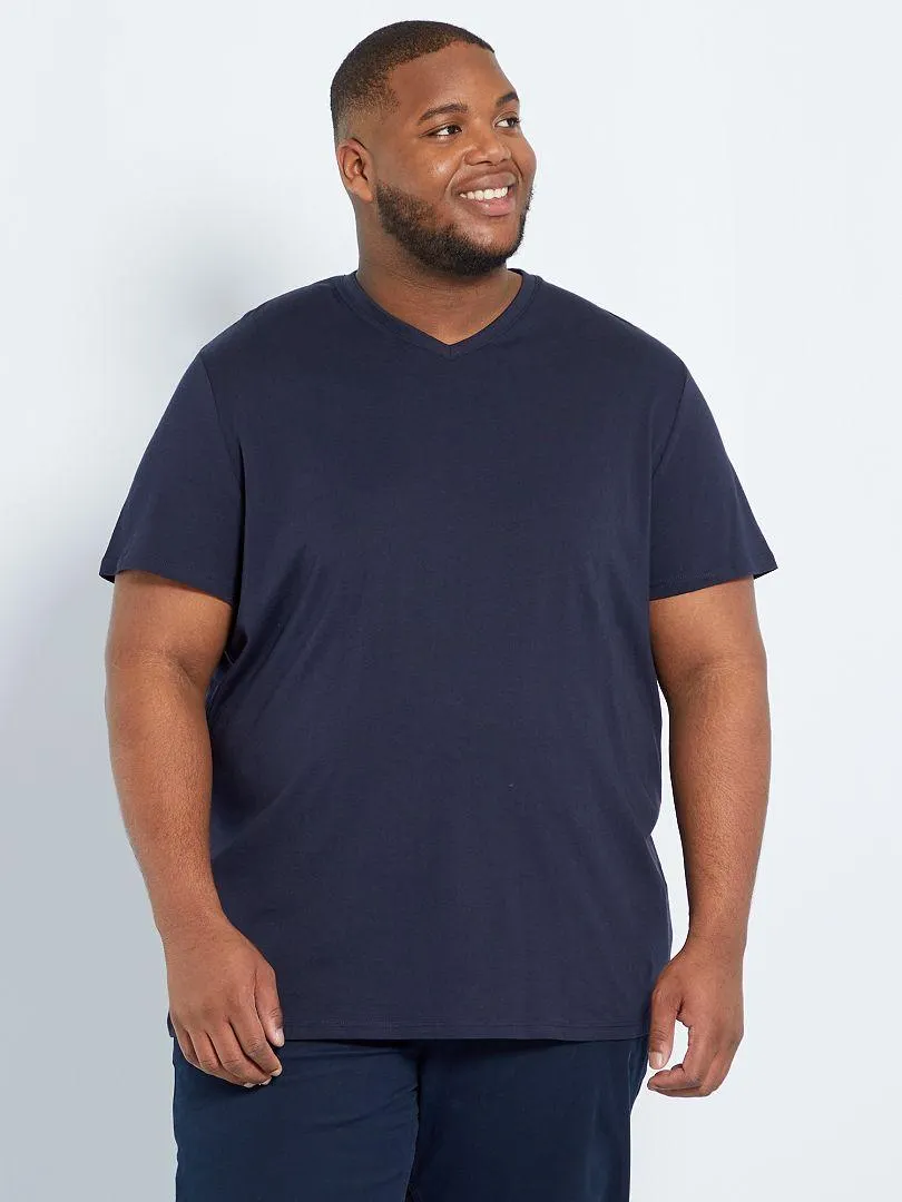 Camiseta con cuello de pico - AZUL