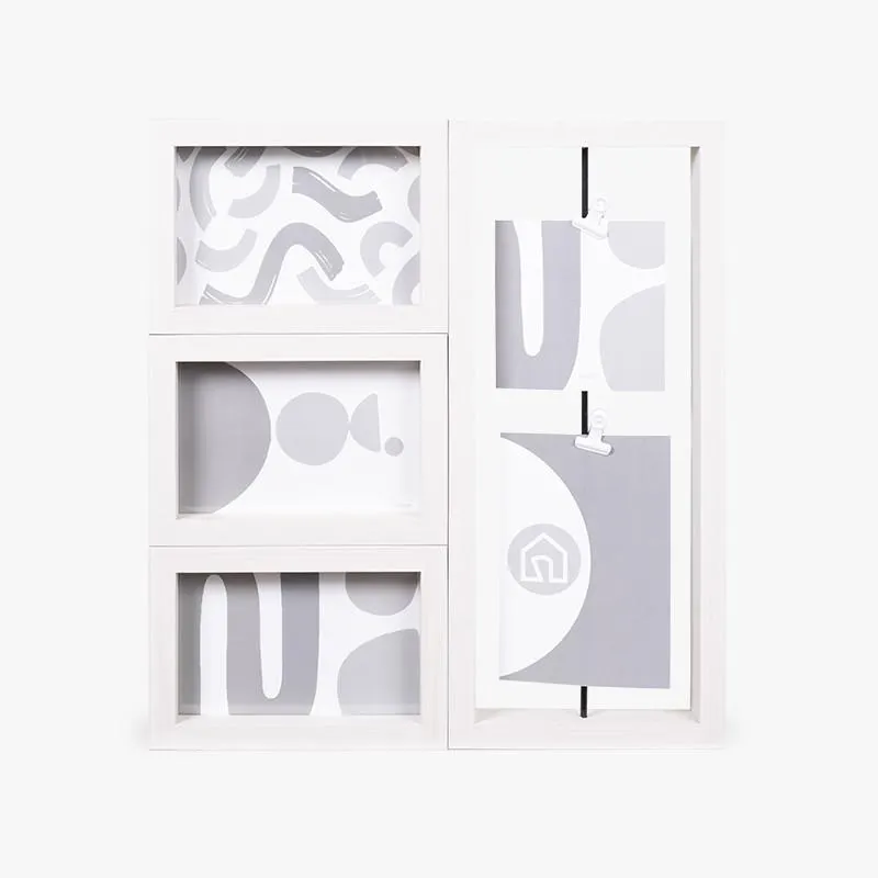 PORTAFOTOS MÚLTIPLE MADERA BLANCA MOD 1