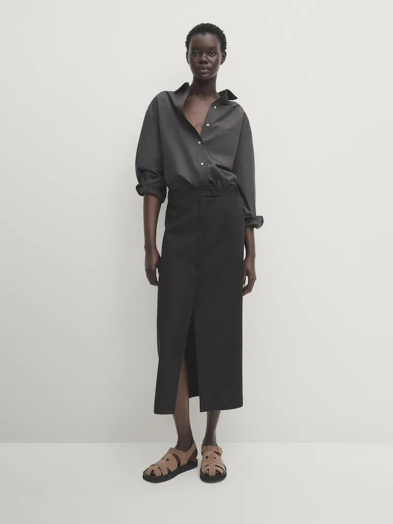 Falda stretch con lino