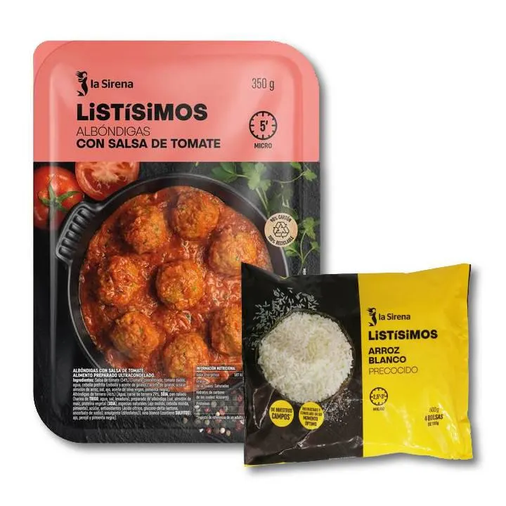 Pack albóndigas con tomate y arroz