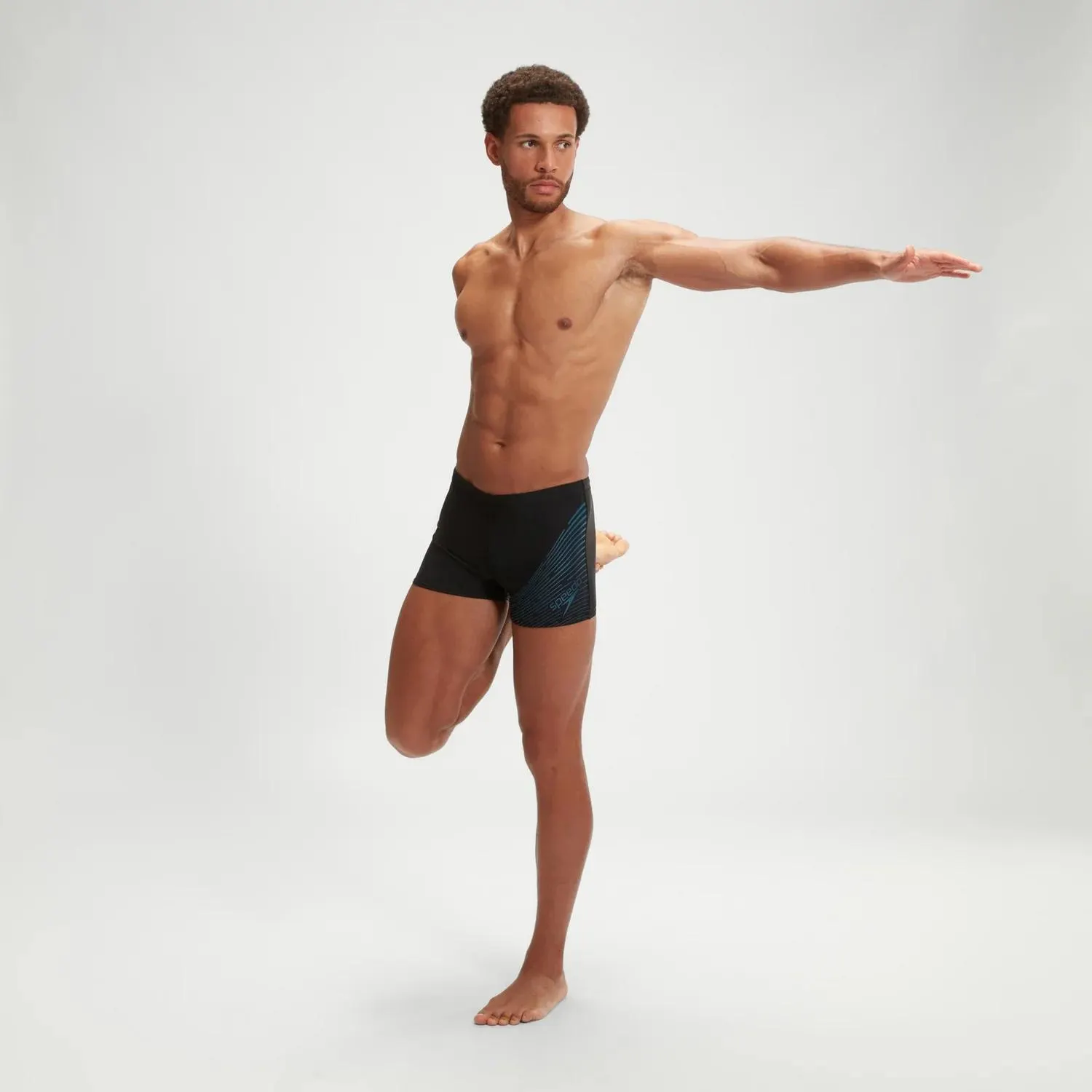 Bañador Aquashort con logotipo Medley para hombre, negro/verde azulado