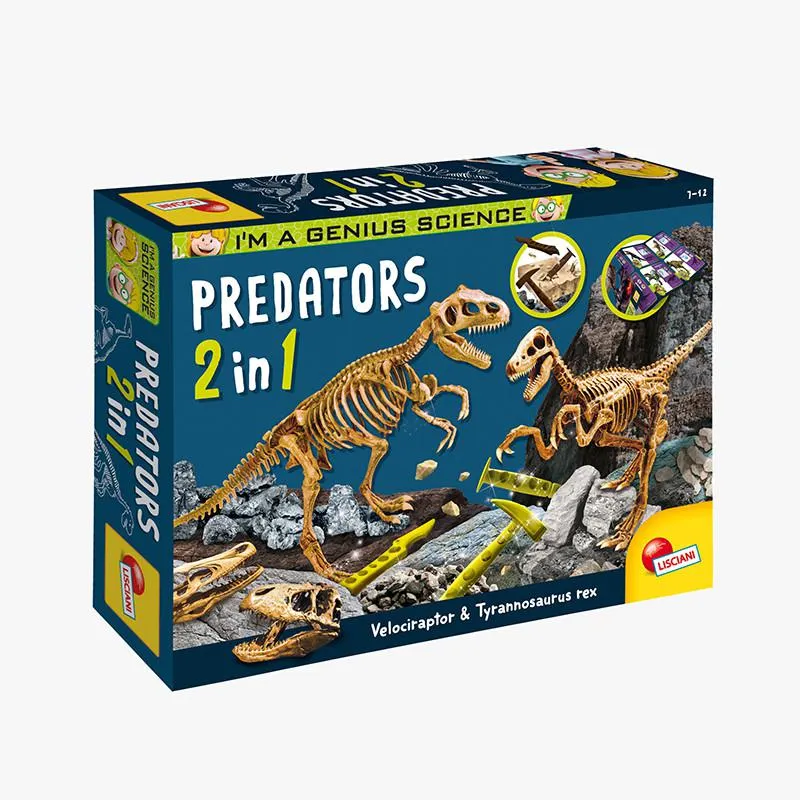 JUEGO EDUCATIVO DEPREDADORES 2 EN 1 IM GENIUS (VELOCIRAPTOR Y TYRANNOSAURUS REX)