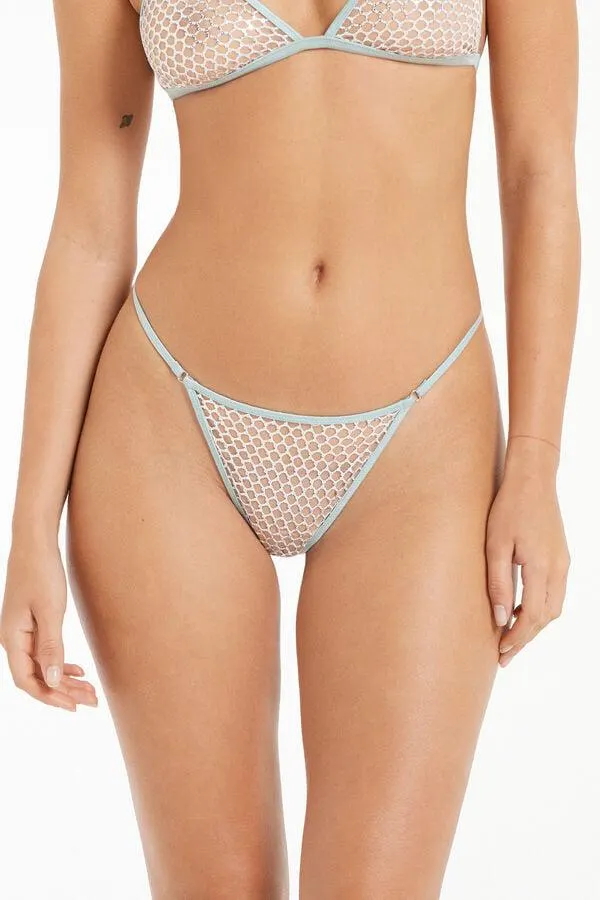 Tanga con Tira Lateral Fina Sequin Net