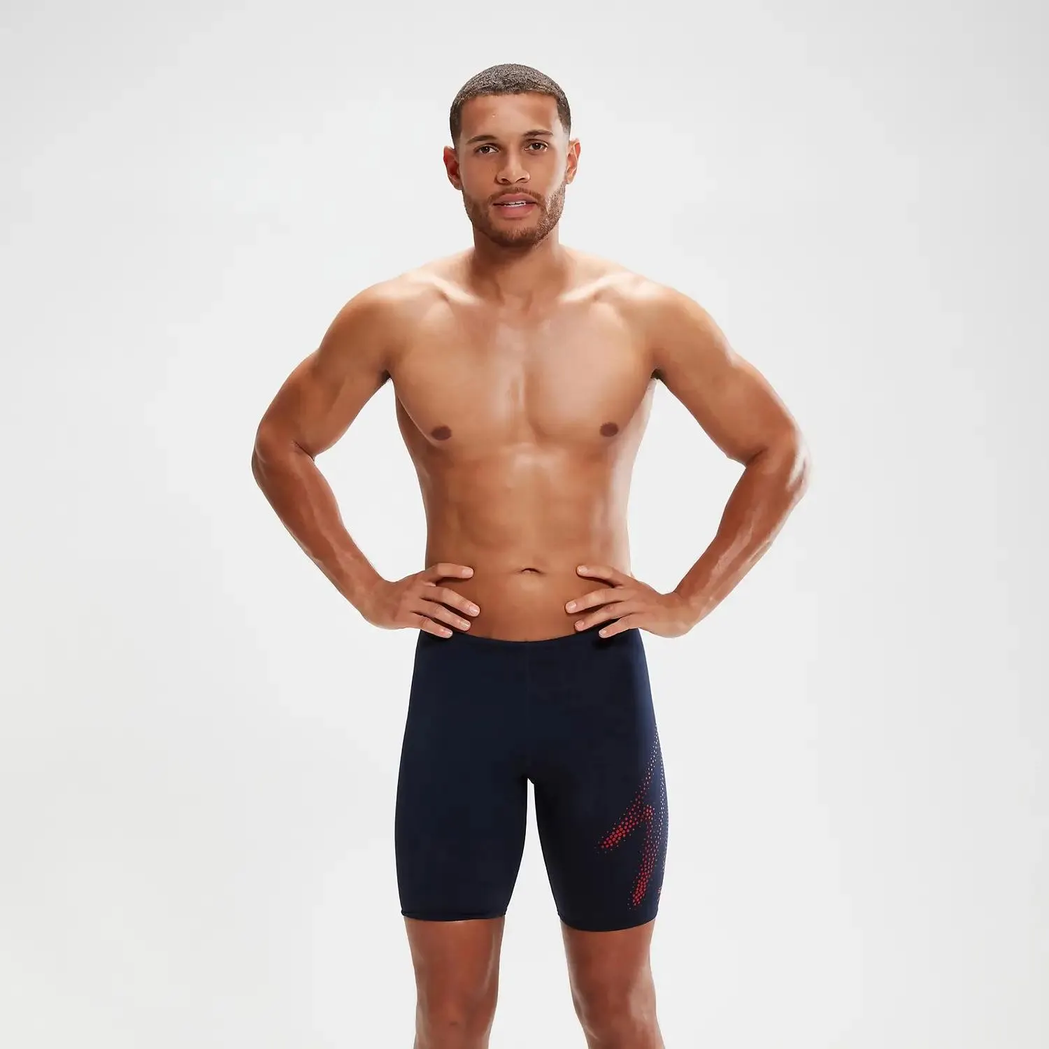 Bañador entallado Hyper Boom con estampado para hombre, azul marino/rojo