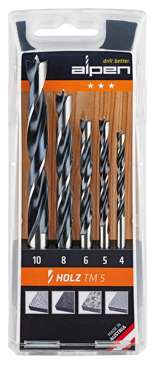 Estuche Brocas Alpen Madera 5 Piezas