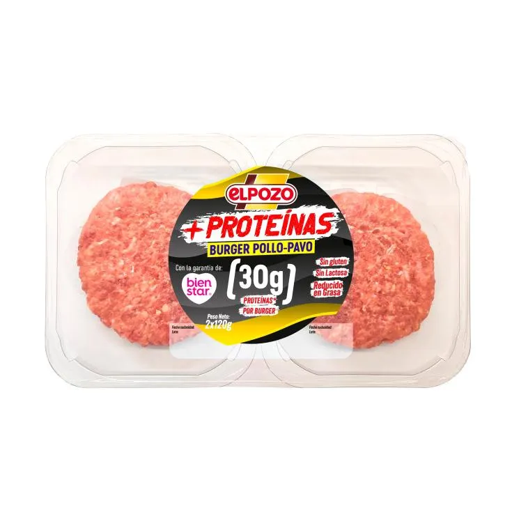 burger pollo-pavo + proteinas 2x120g, 240g