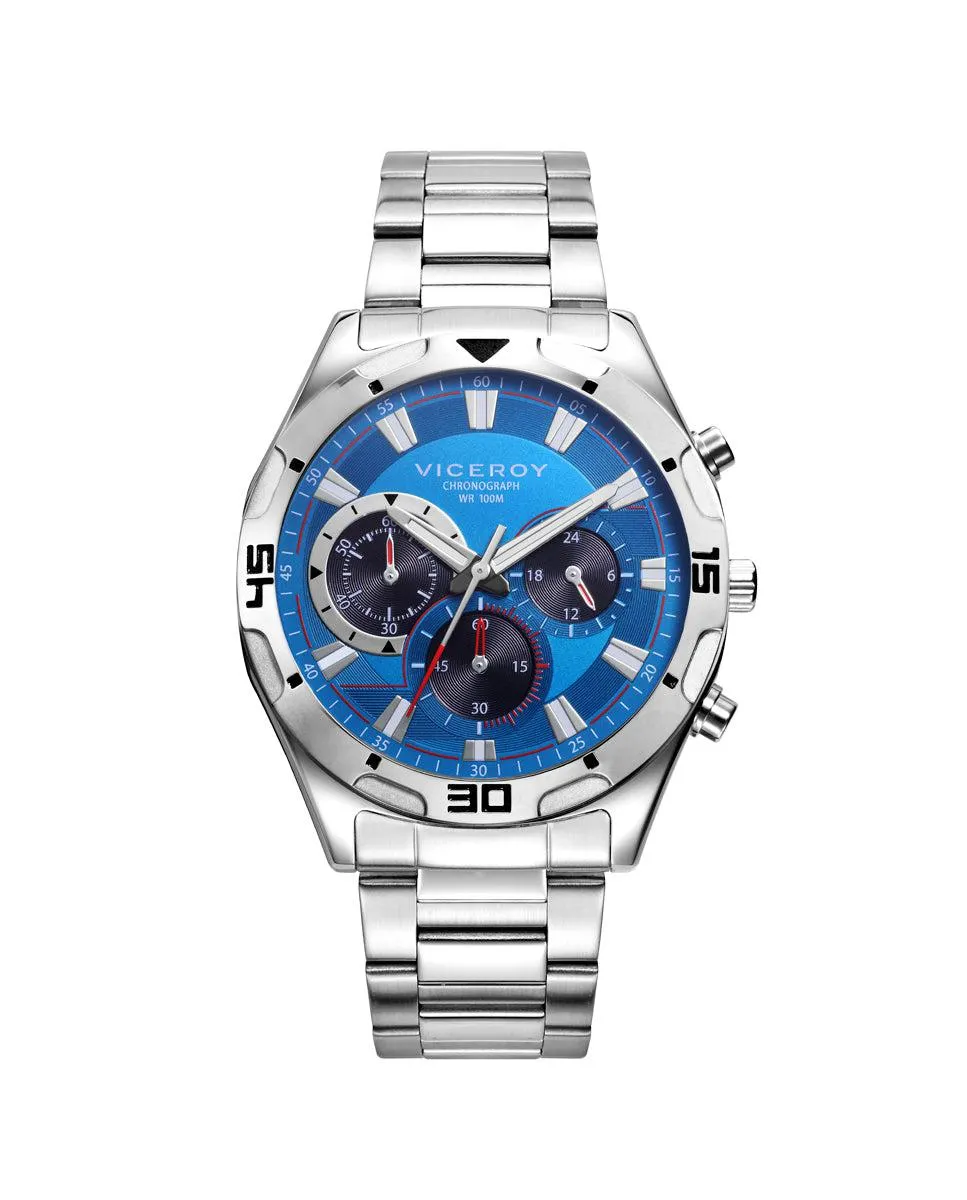 Reloj de hombre Heat de acero con cronógrafo y esfera azul