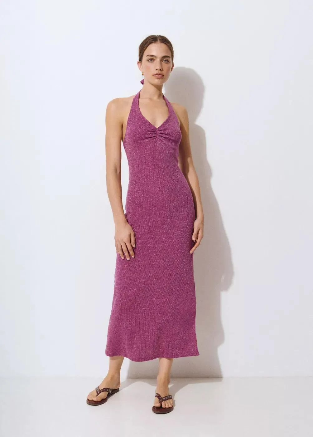 Vestido halter hilo lurex