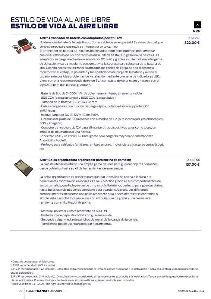Catálogo de Ford de accesorios Transit Van 13 de noviembre al 13 de noviembre 2025 - Página 72