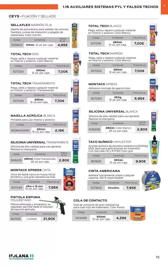 Catálogo de PLACA DE YESO LAMINADO – TARIFA ISOLANA 31 de marzo al 31 de marzo 2025 - Página 68