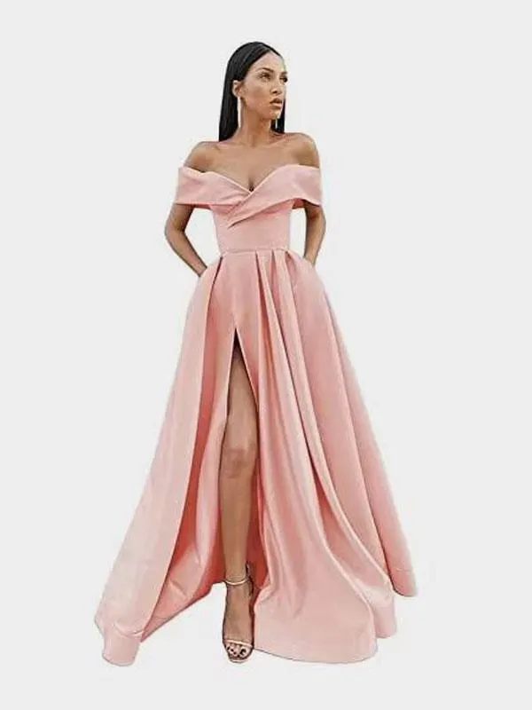 Vestido de noche Corte A Sin tirantes Hasta el suelo Manga corta Con cordones Tela de satén Vestidos de fiesta social