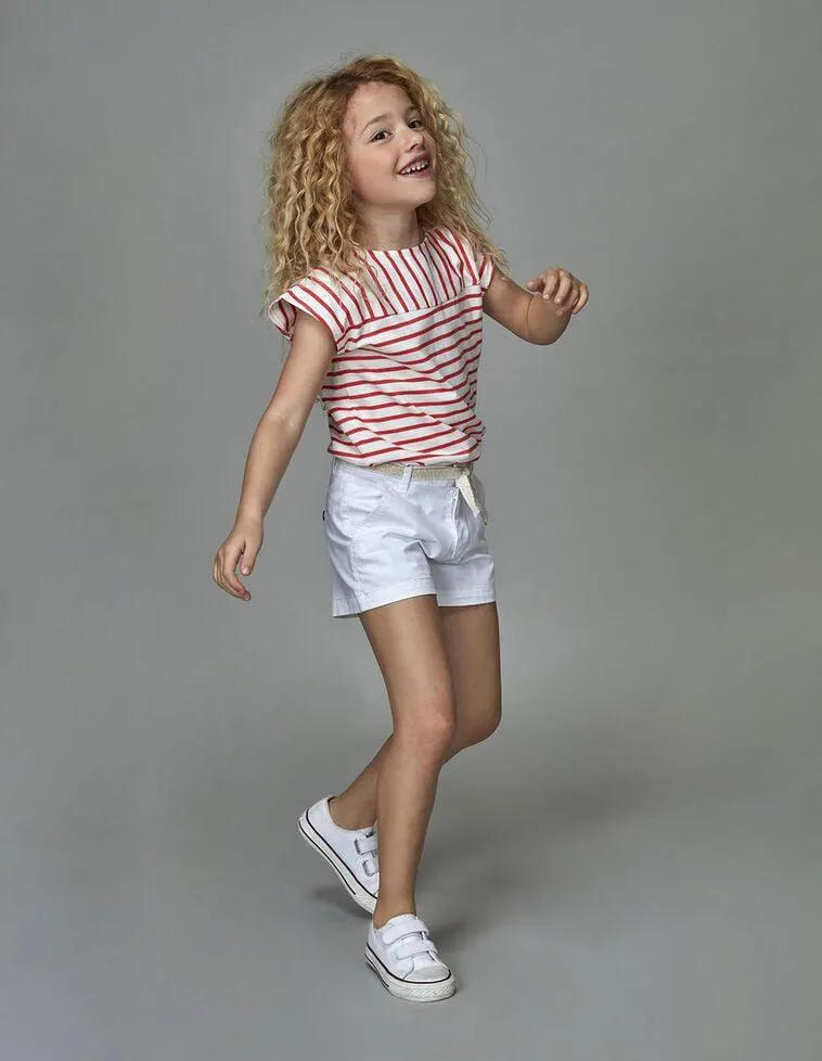 Bermuda china de sarga blanco