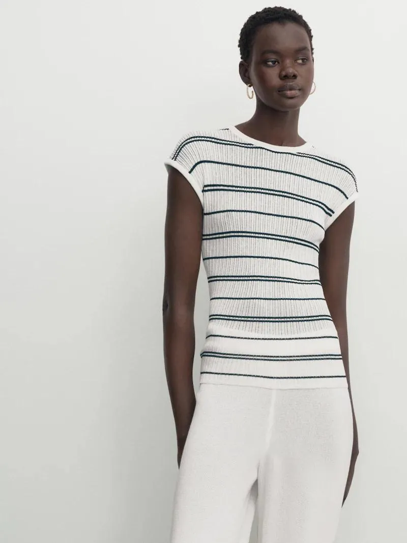 Camiseta rayas canalé desagujado