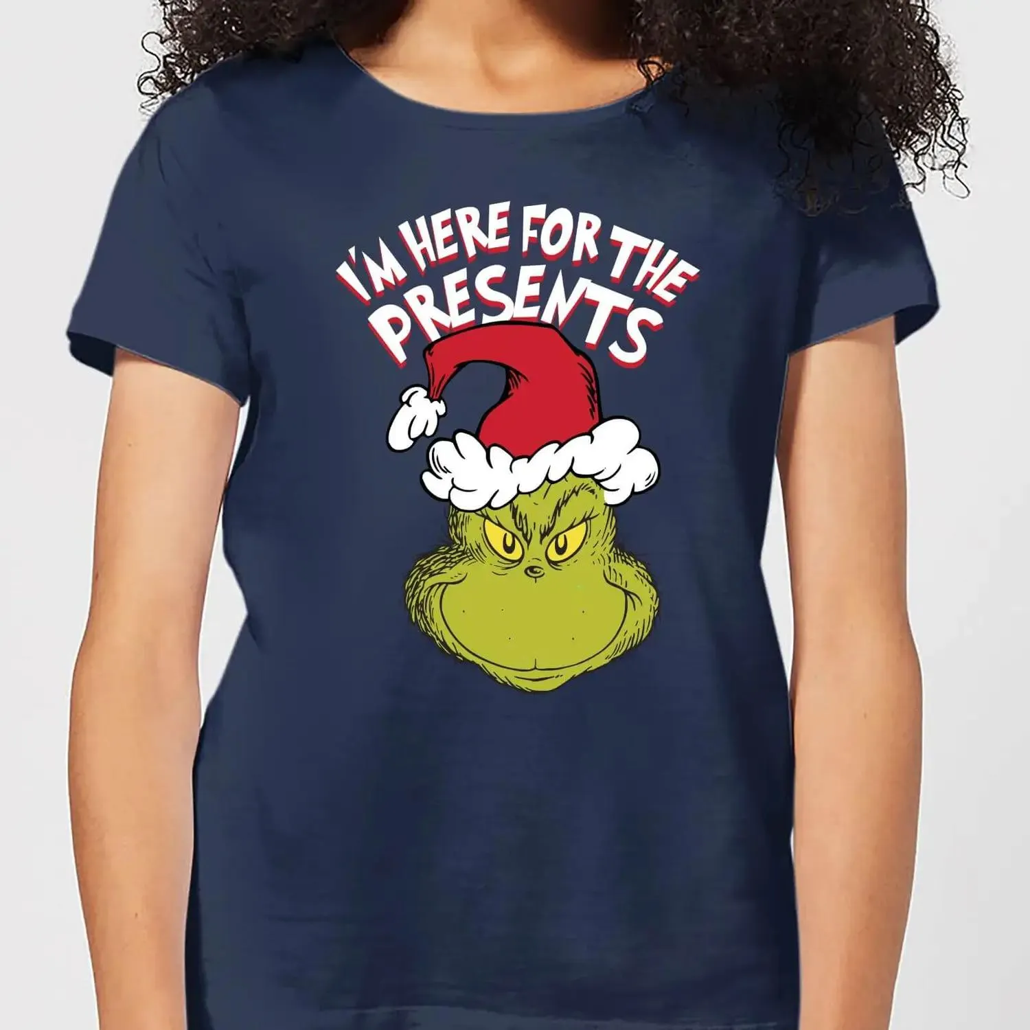Camiseta navideña para mujer Im Here for The Presents de The Grinch - Azul marino